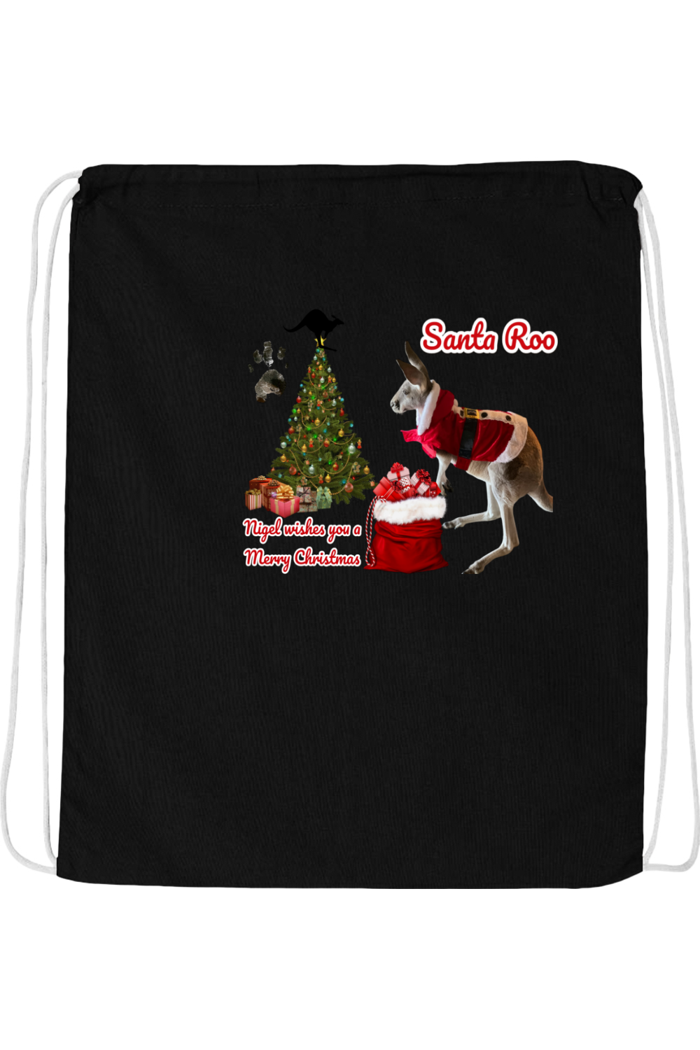Santa Roo Drawstring Bag