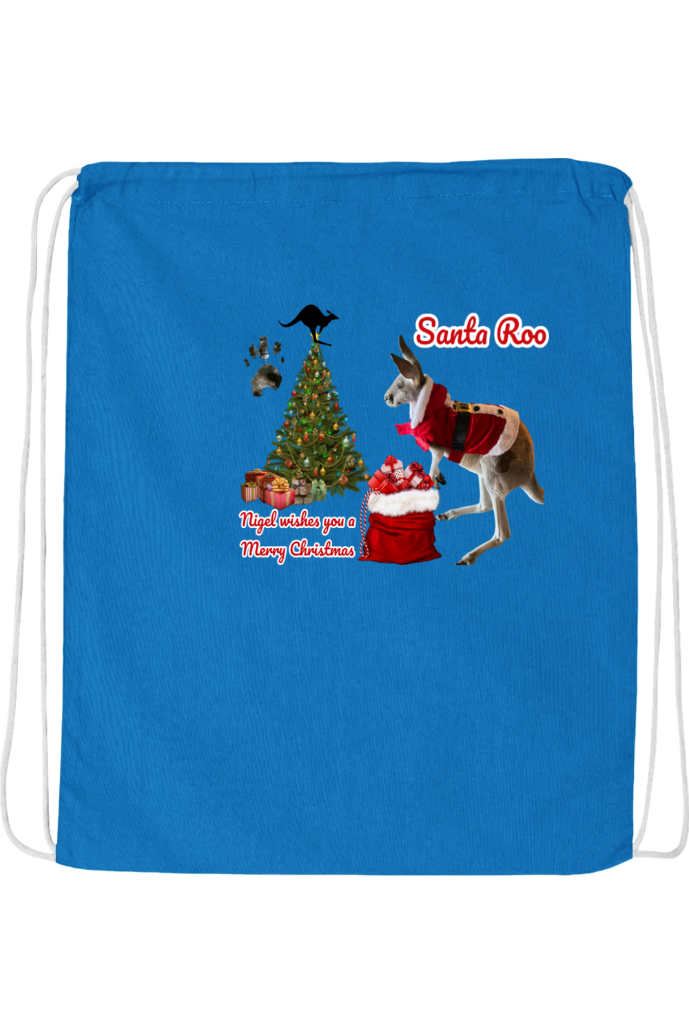 Santa Roo Drawstring Bag