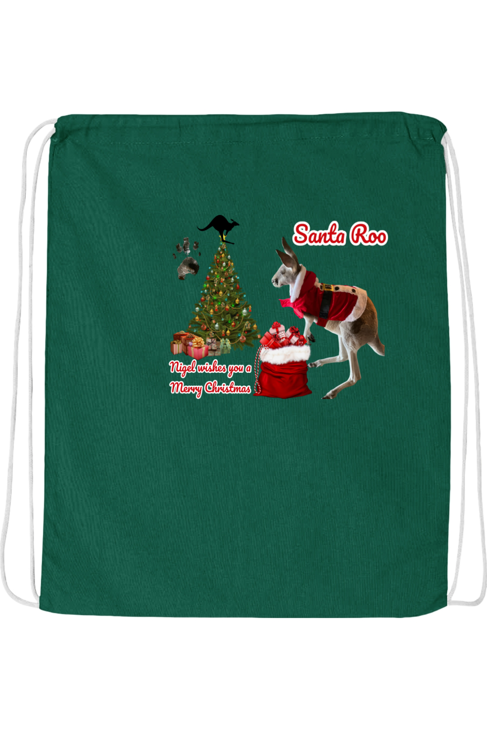 Santa Roo Drawstring Bag