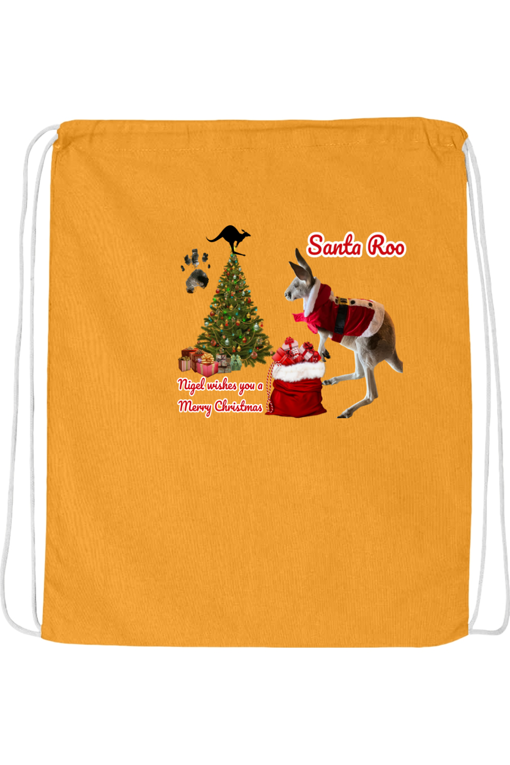 Santa Roo Drawstring Bag