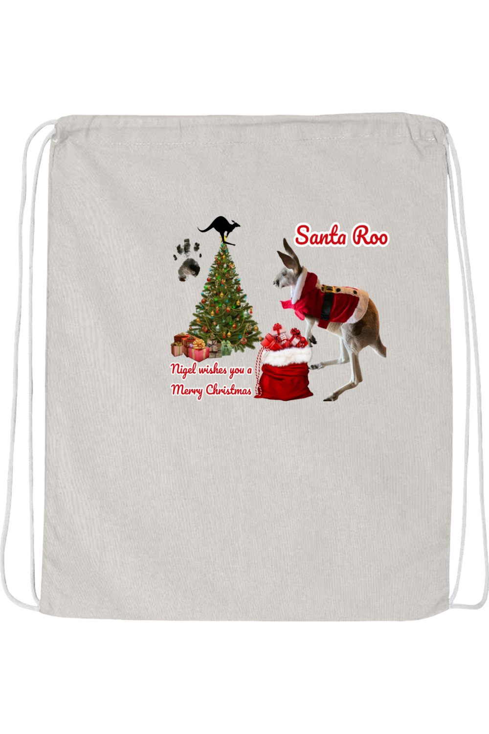 Santa Roo Drawstring Bag