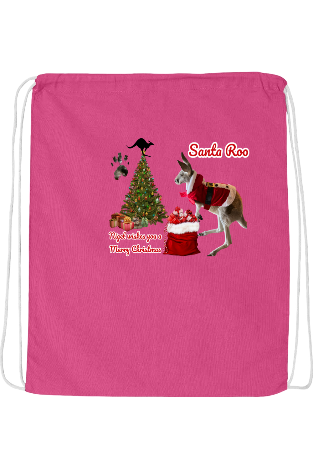 Santa Roo Drawstring Bag