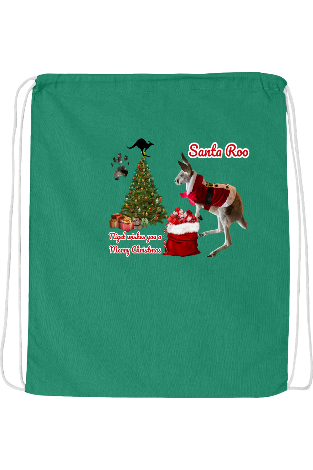 Santa Roo Drawstring Bag