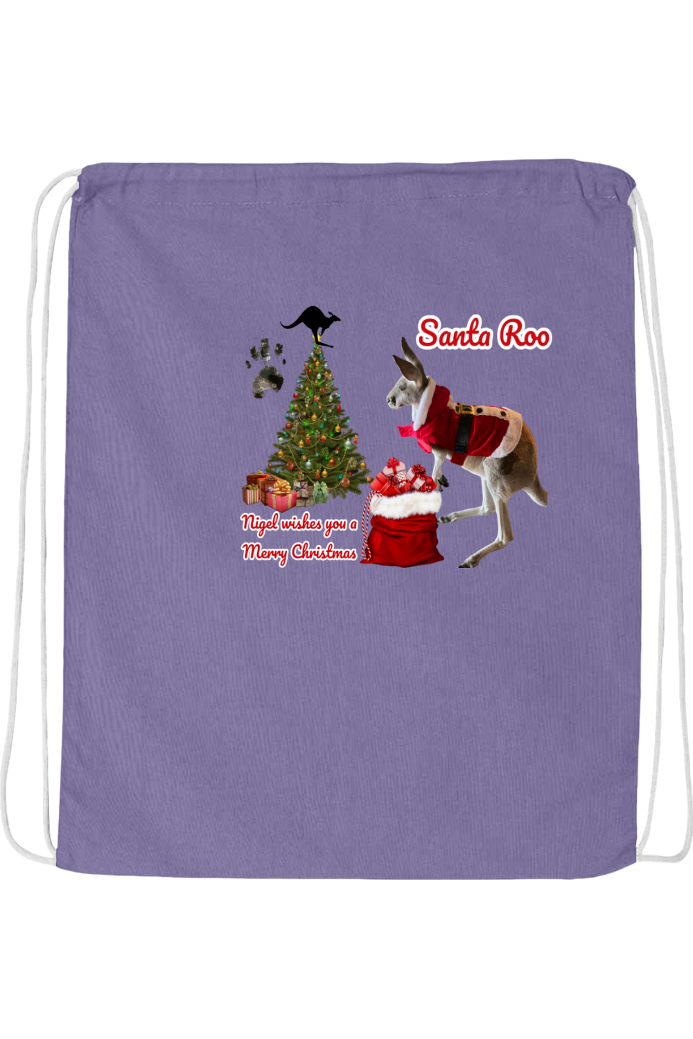 Santa Roo Drawstring Bag