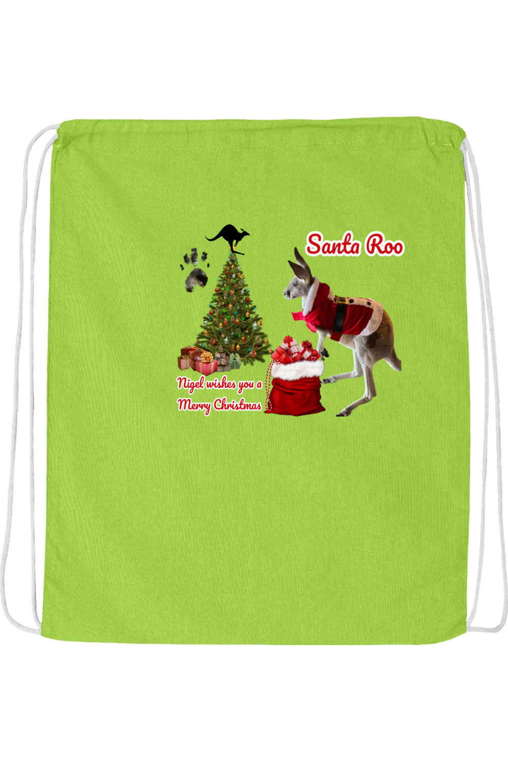 Santa Roo Drawstring Bag