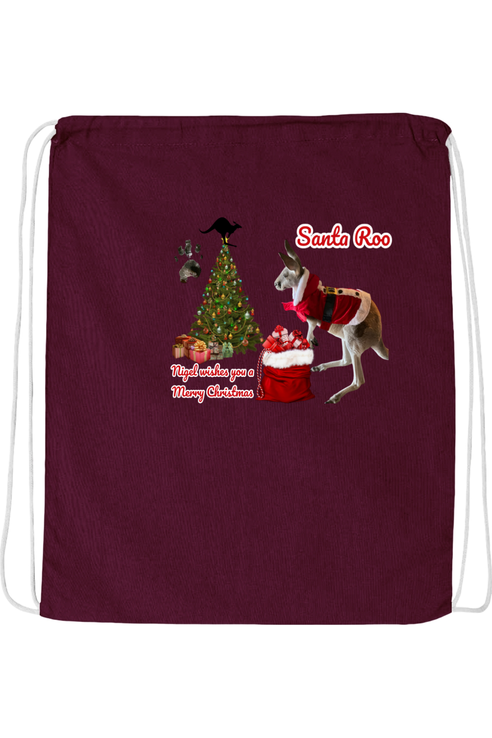 Santa Roo Drawstring Bag