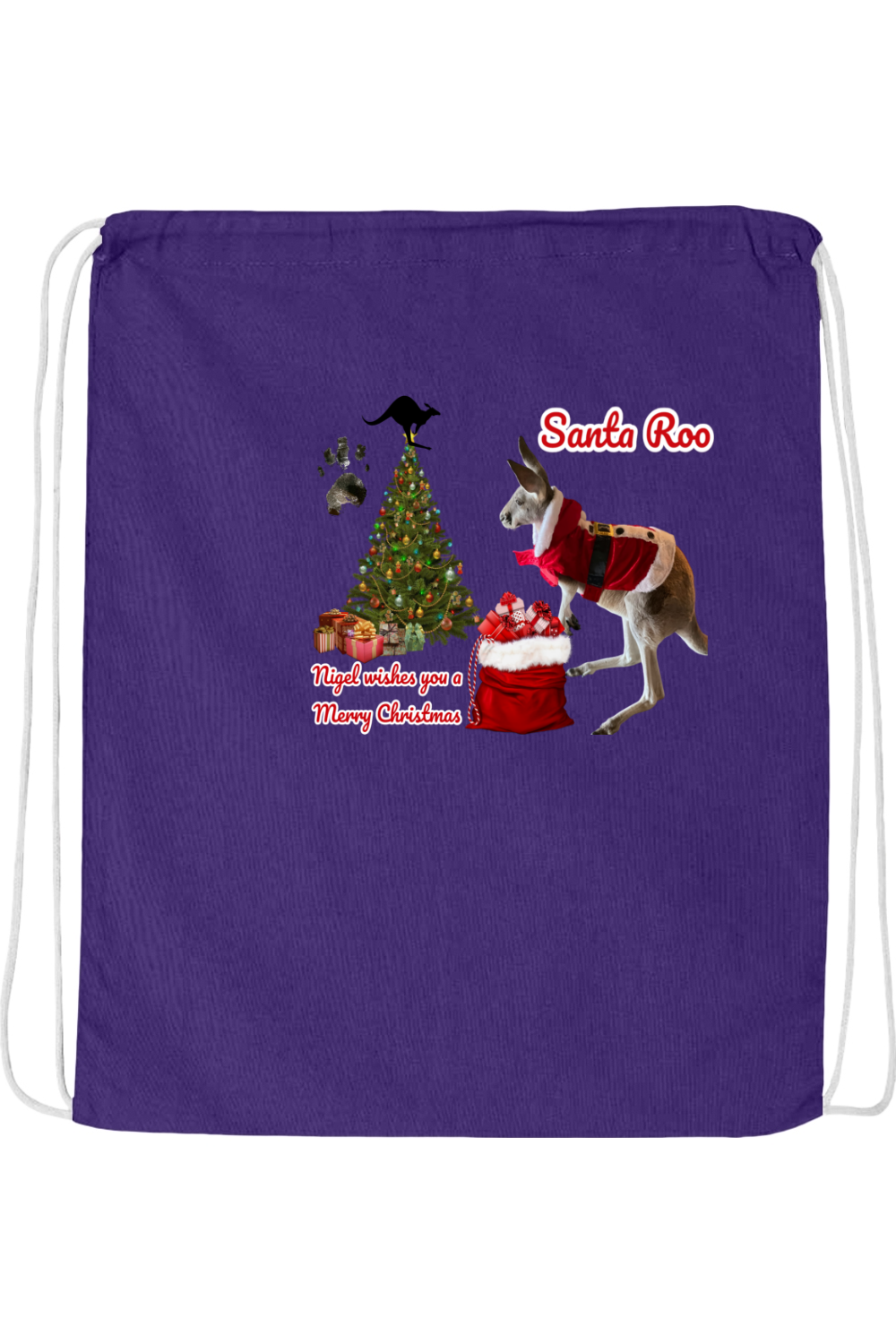 Santa Roo Drawstring Bag