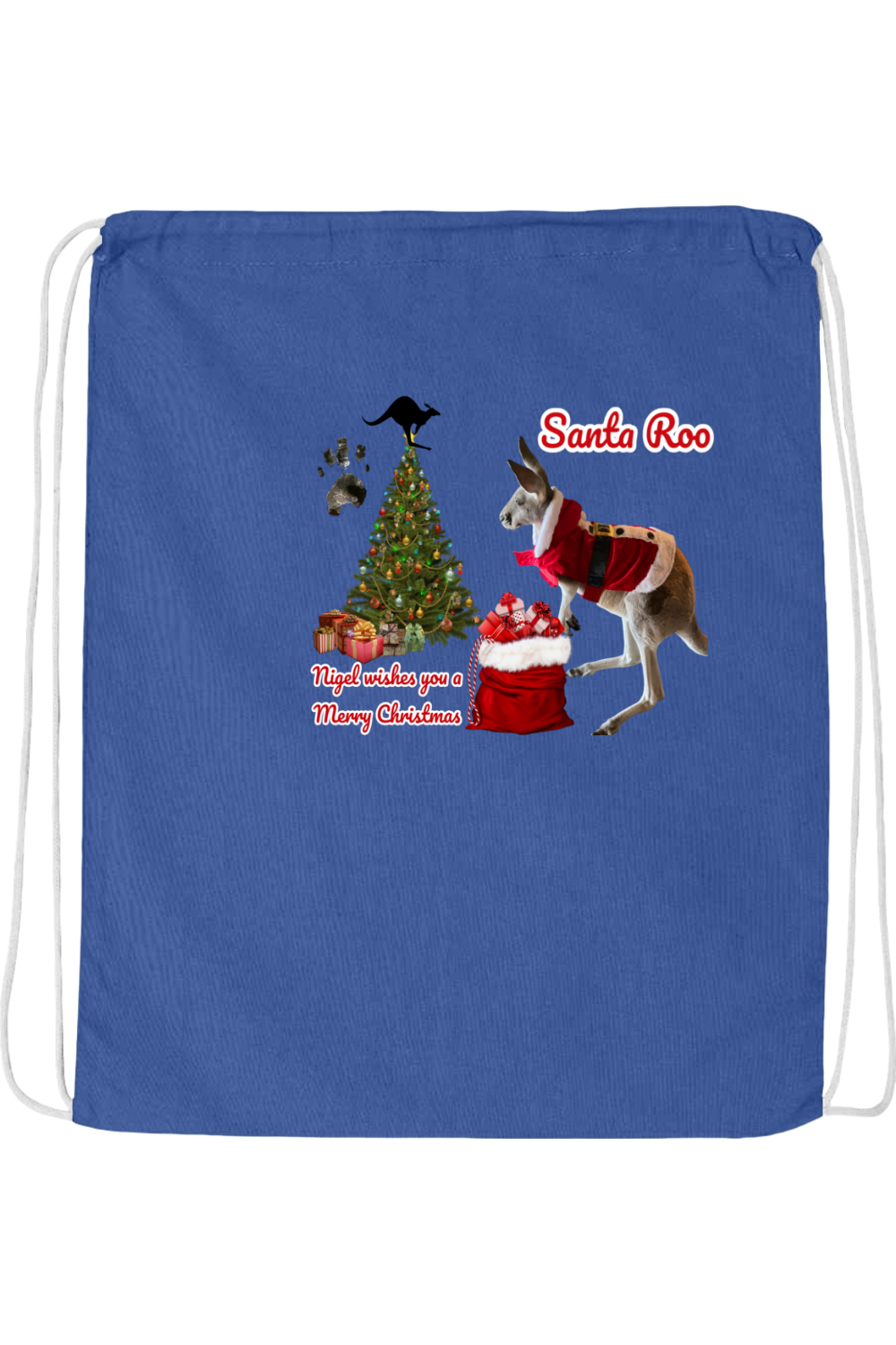 Santa Roo Drawstring Bag