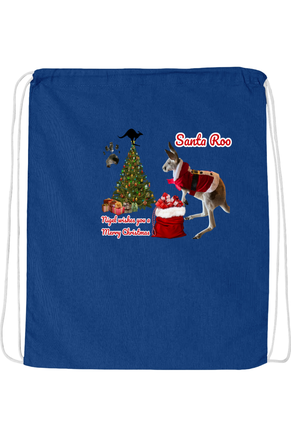 Santa Roo Drawstring Bag