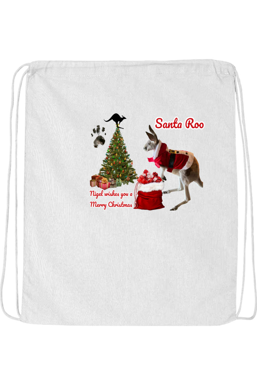 Santa Roo Drawstring Bag
