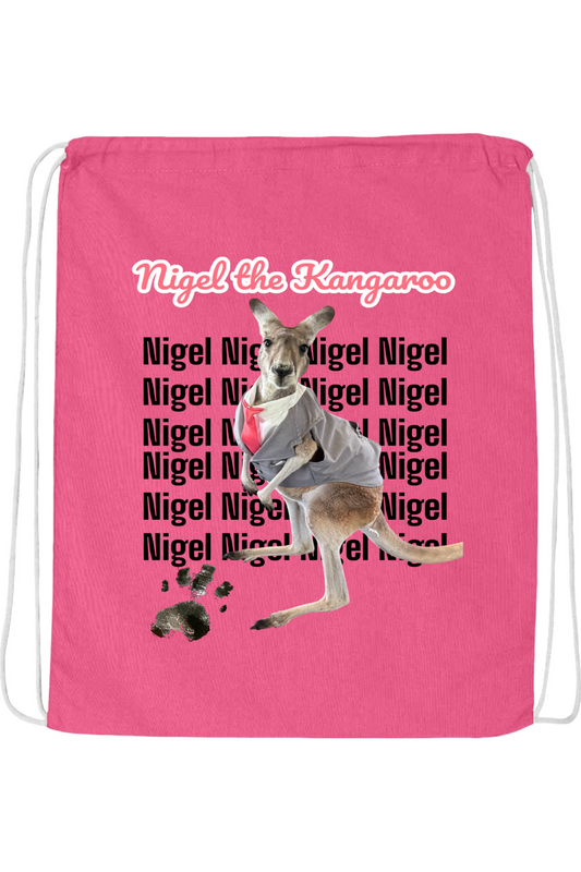 Tuxedo Nigel Block Letter Drawstring Bag