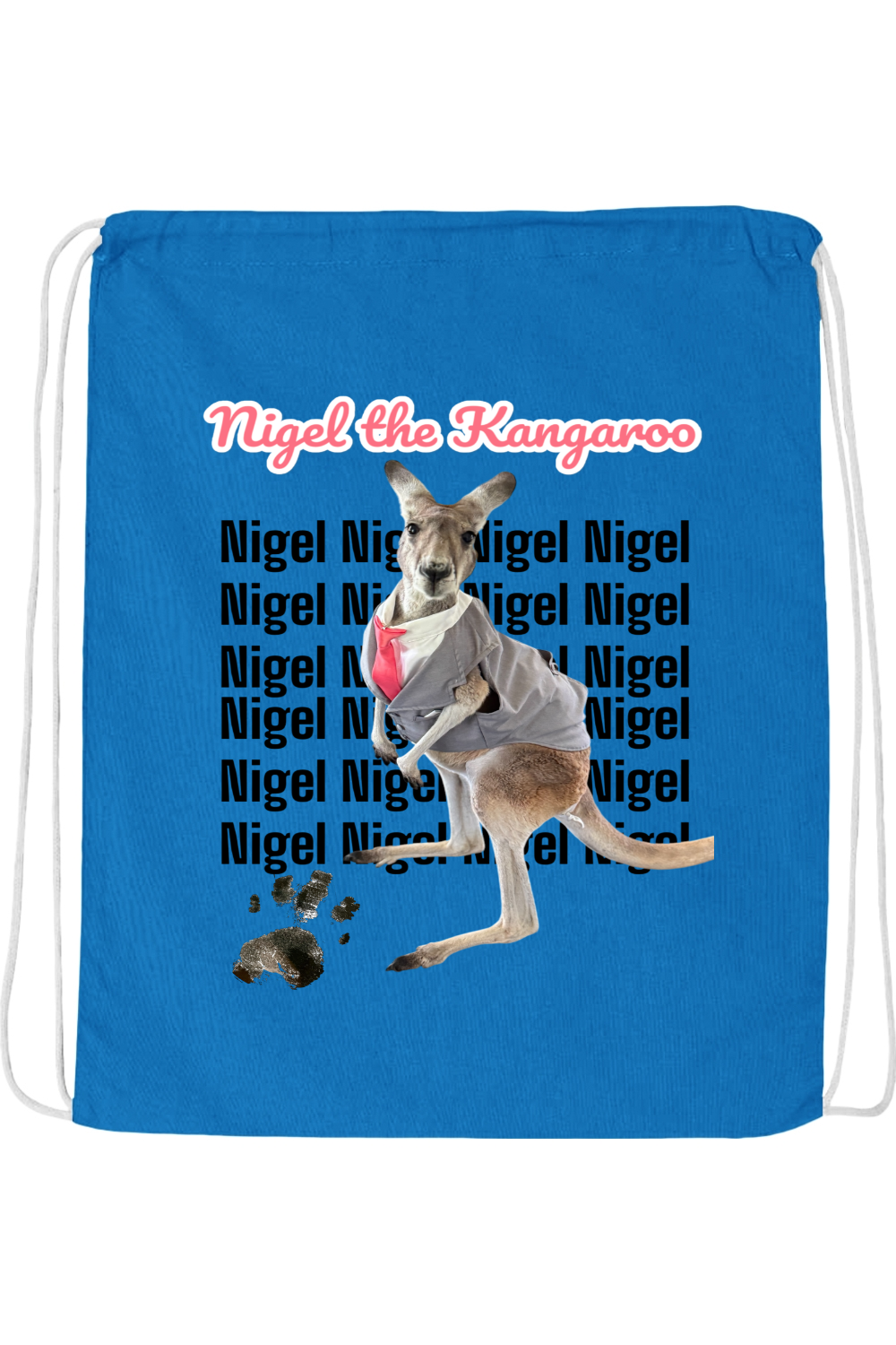 Tuxedo Nigel Block Letter Drawstring Bag