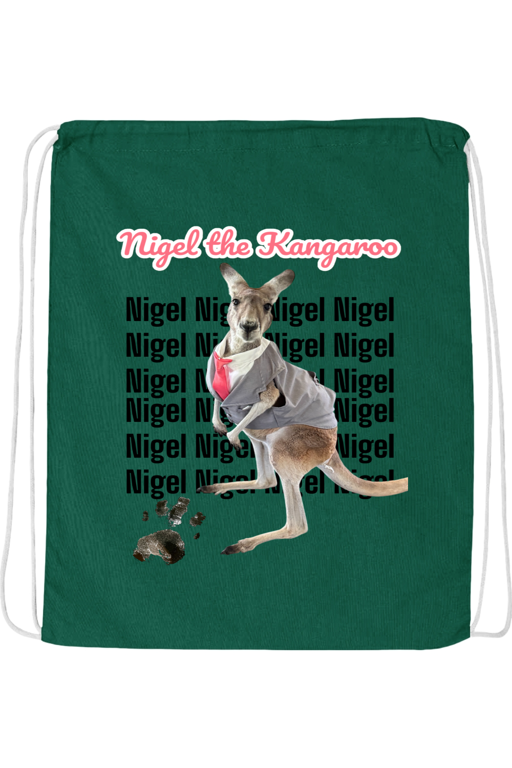 Tuxedo Nigel Block Letter Drawstring Bag