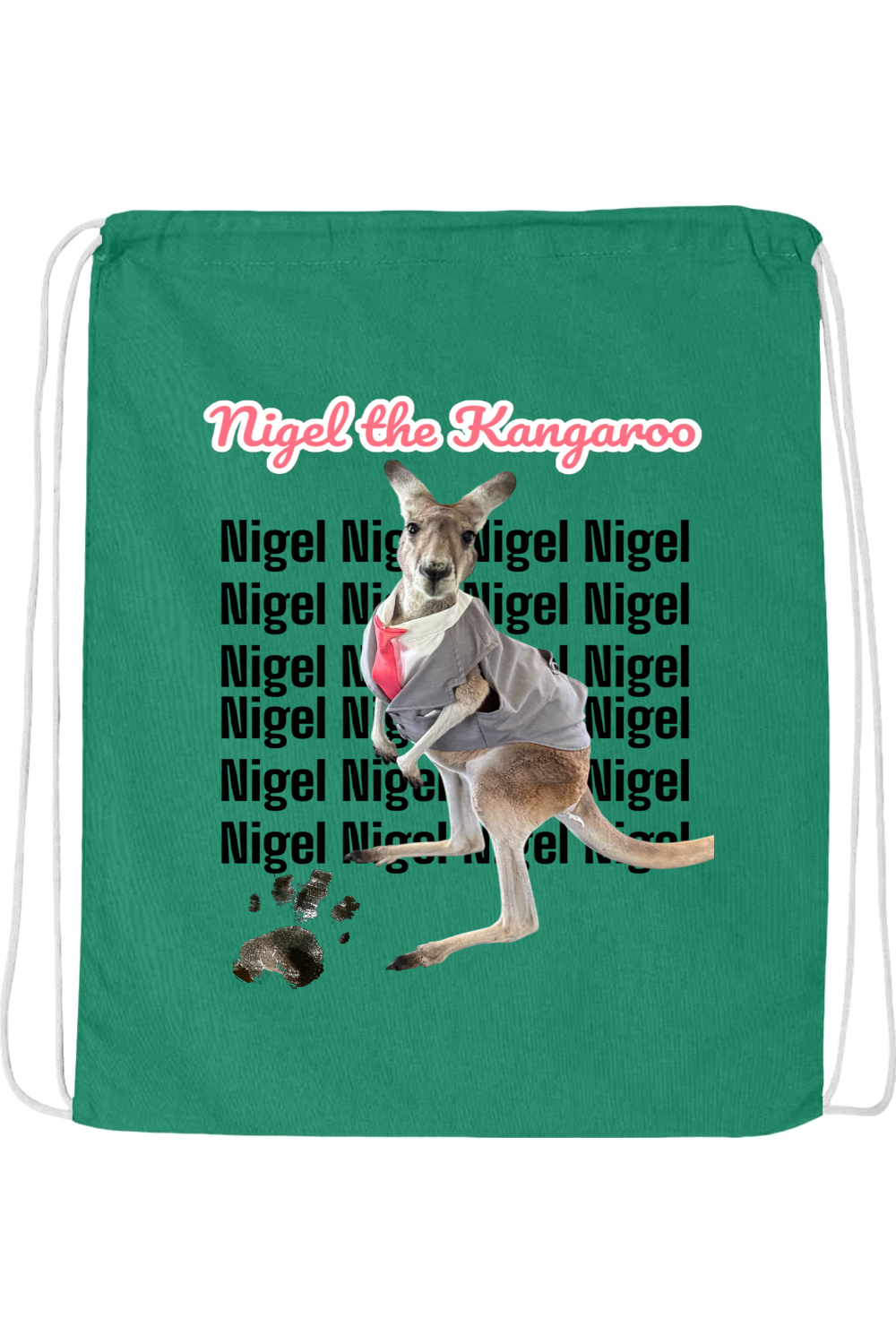 Tuxedo Nigel Block Letter Drawstring Bag