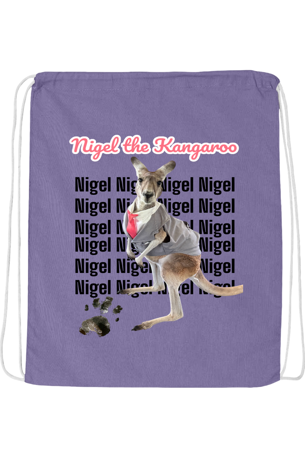 Tuxedo Nigel Block Letter Drawstring Bag