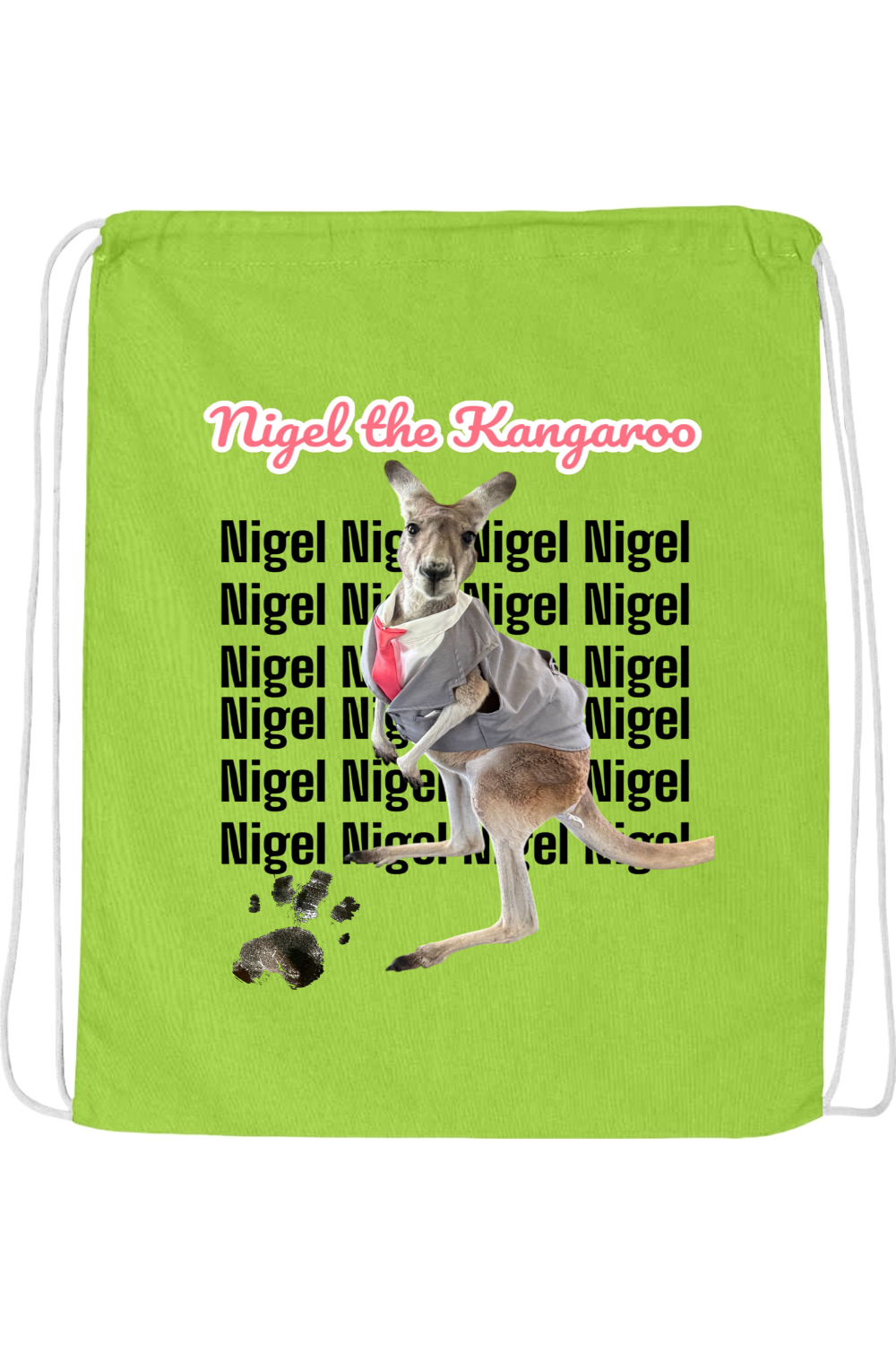 Tuxedo Nigel Block Letter Drawstring Bag