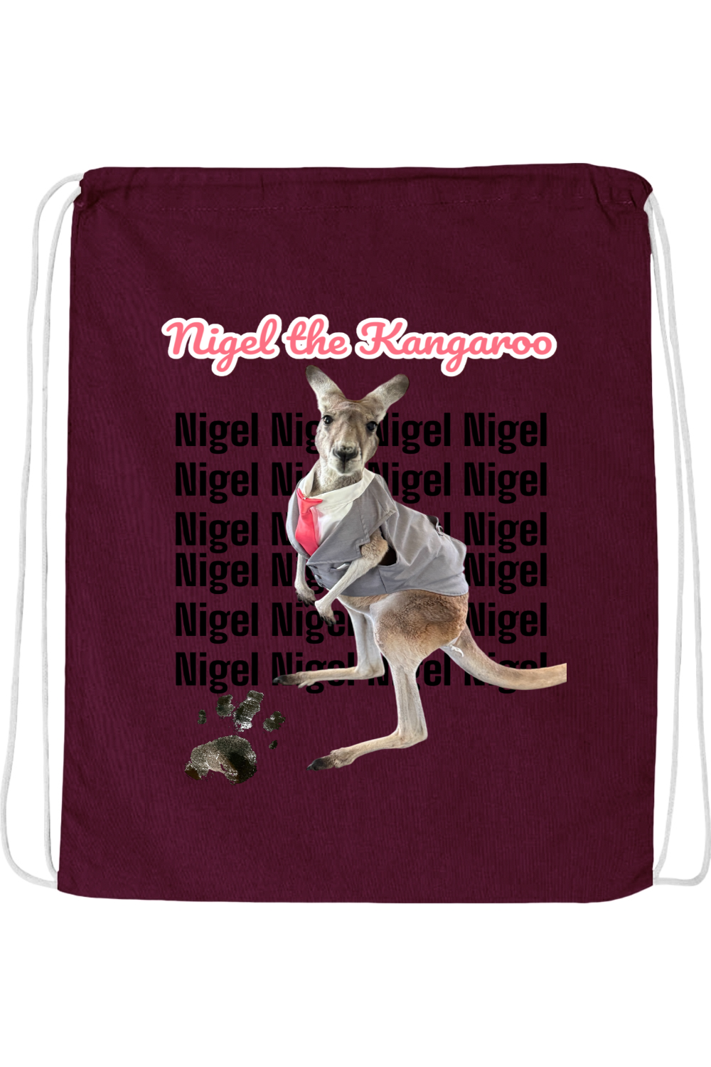 Tuxedo Nigel Block Letter Drawstring Bag
