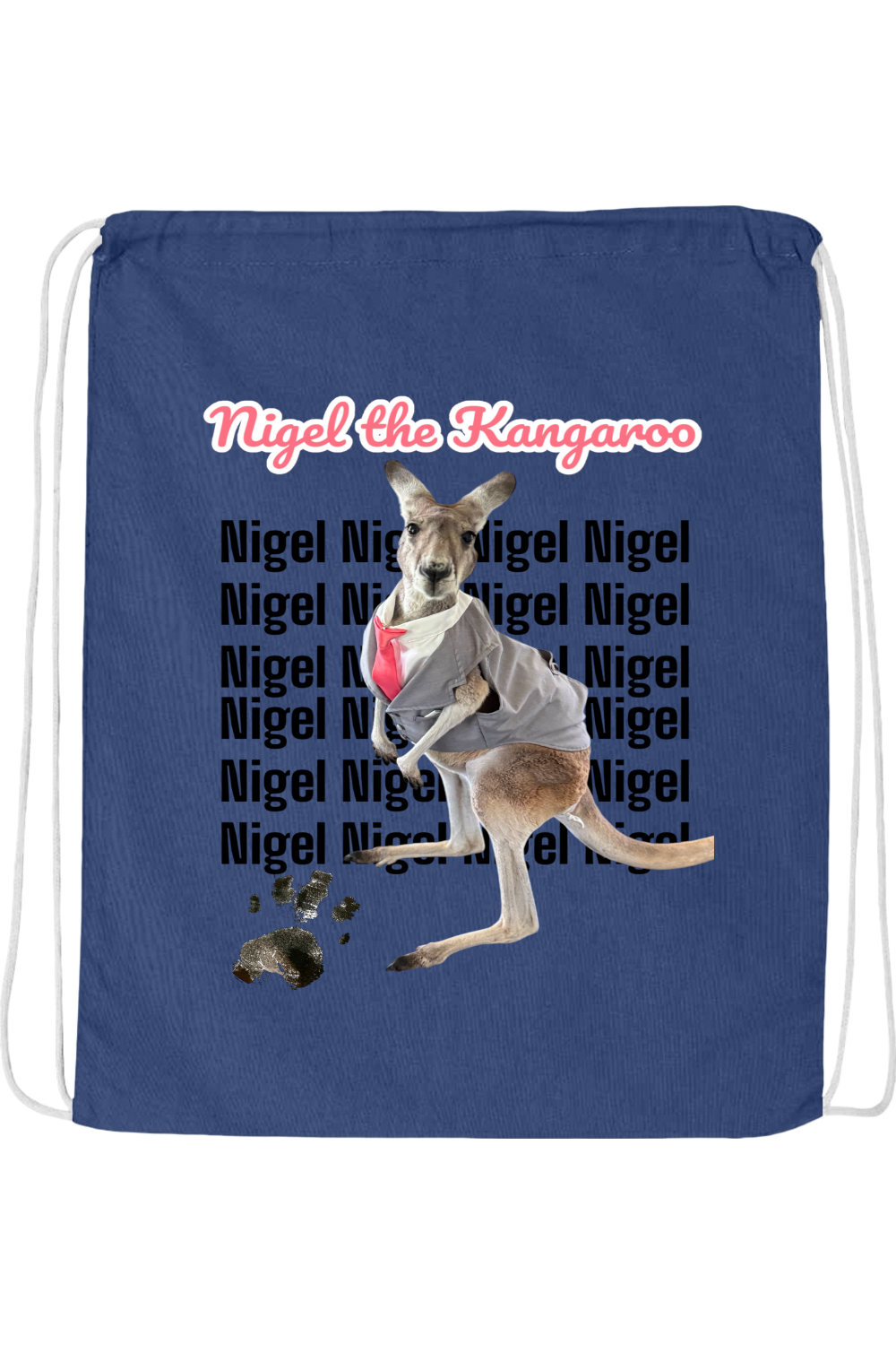 Tuxedo Nigel Block Letter Drawstring Bag