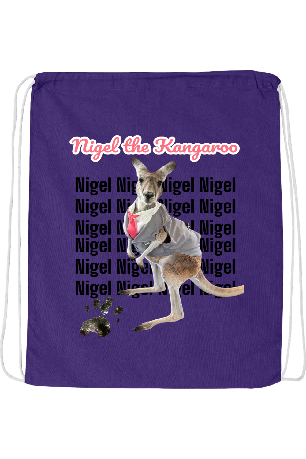 Tuxedo Nigel Block Letter Drawstring Bag