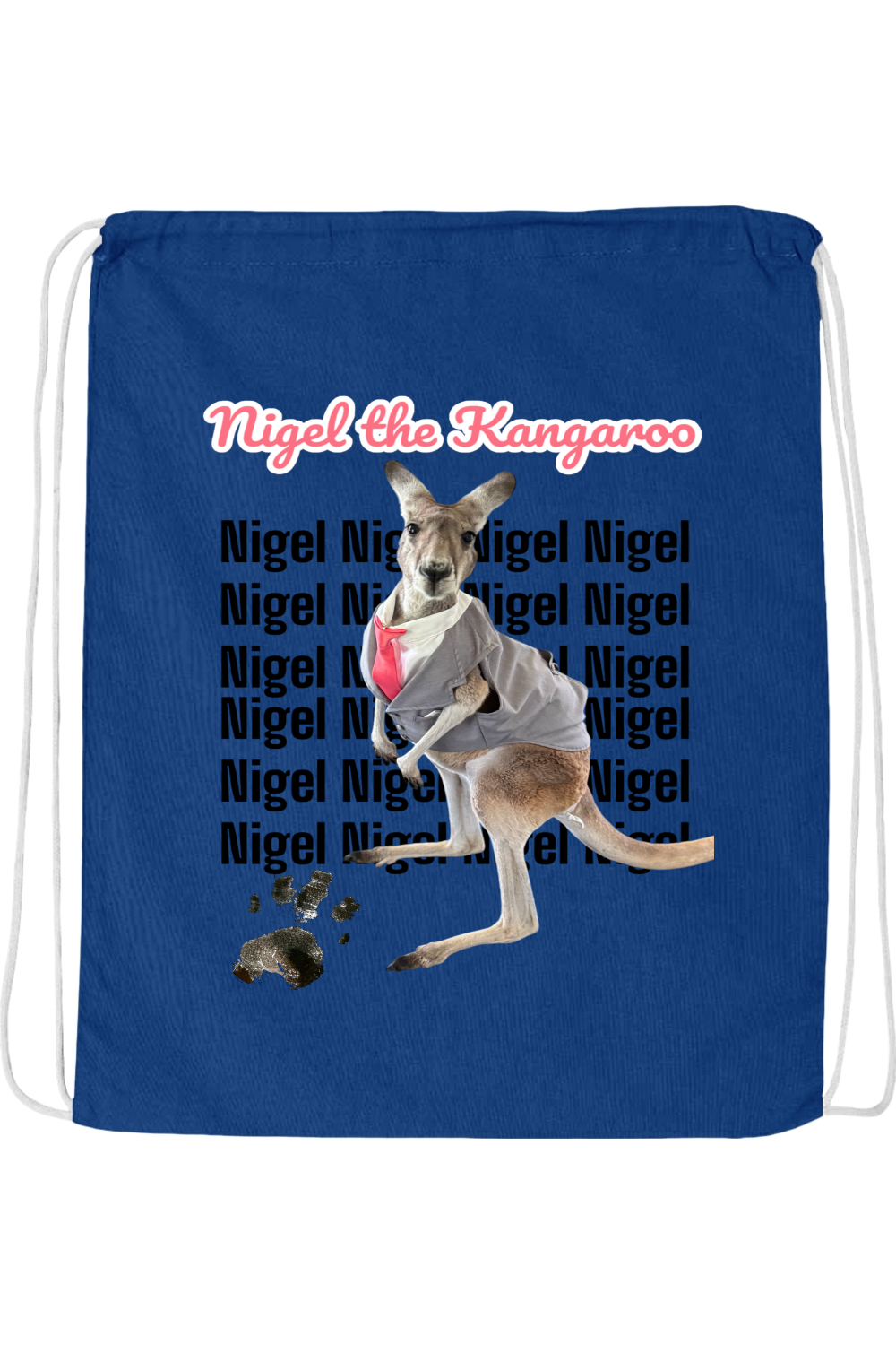Tuxedo Nigel Block Letter Drawstring Bag