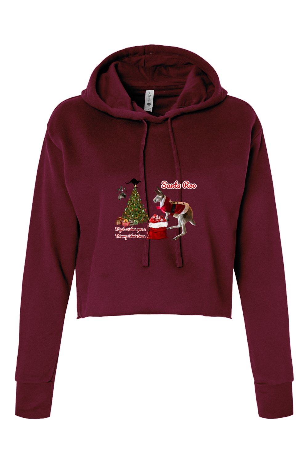 Santa Roo Womens Cropped Hoodie