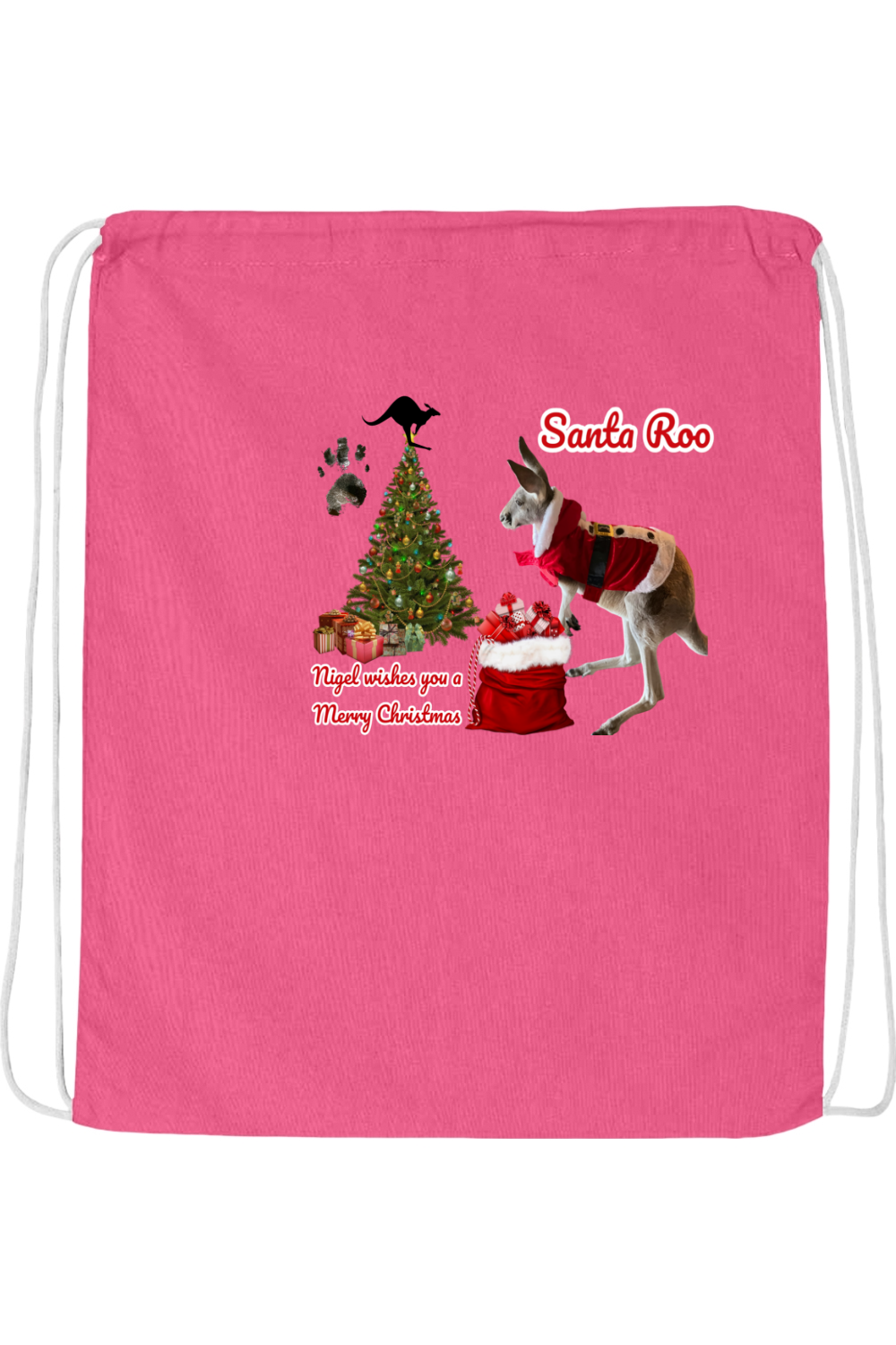 Santa Roo Drawstring Bag