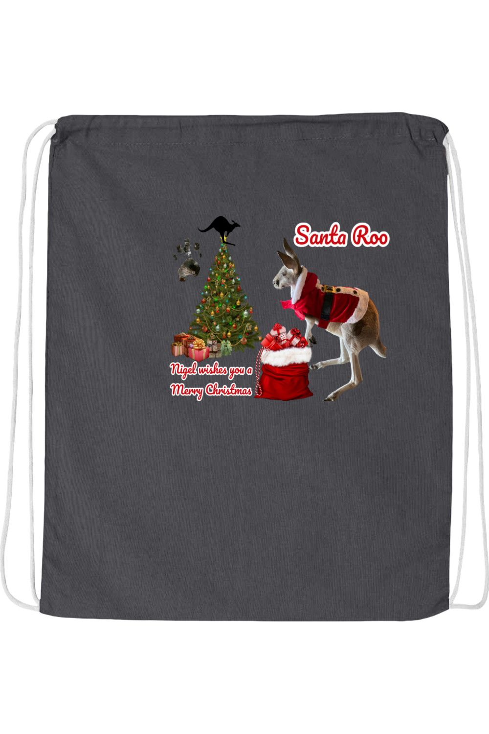 Santa Roo Drawstring Bag