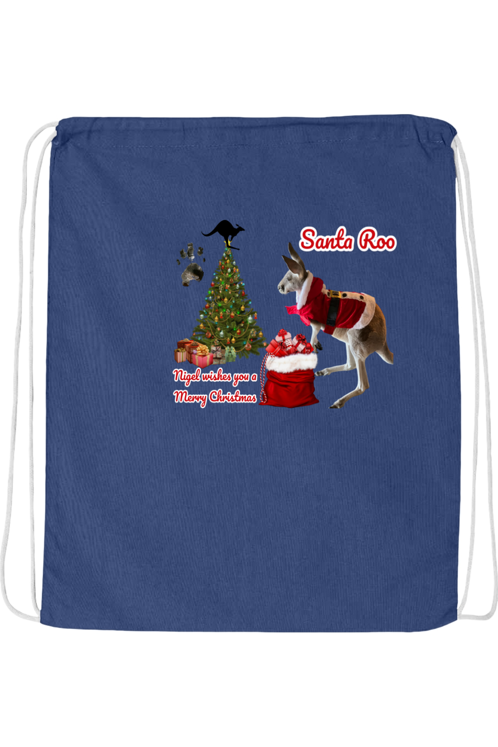 Santa Roo Drawstring Bag