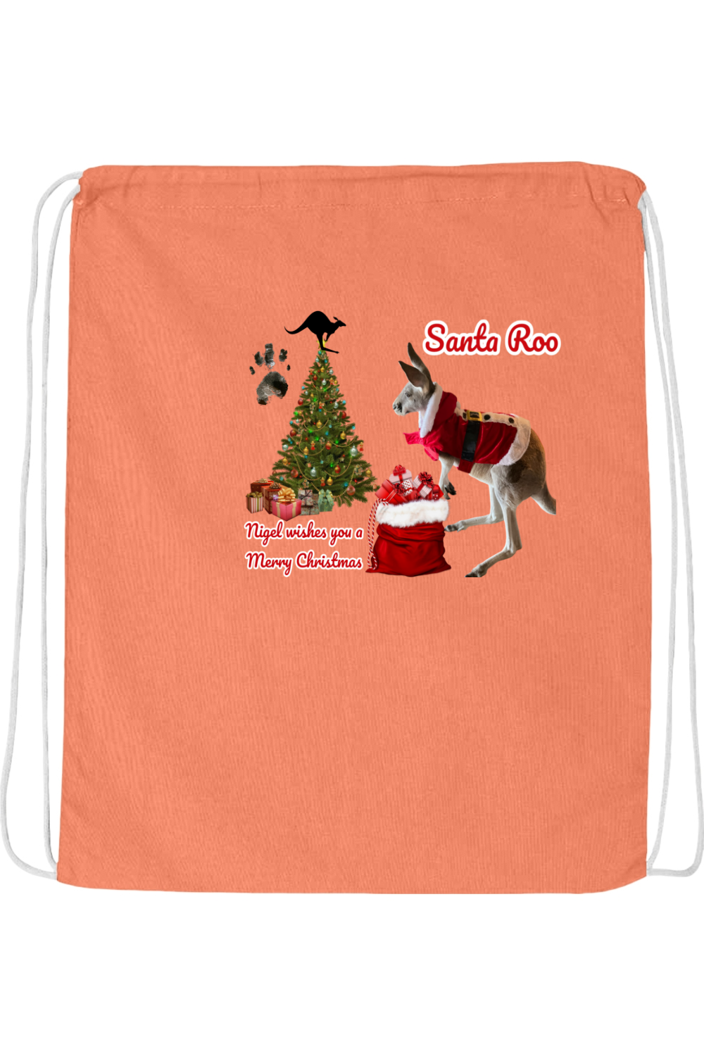 Santa Roo Drawstring Bag