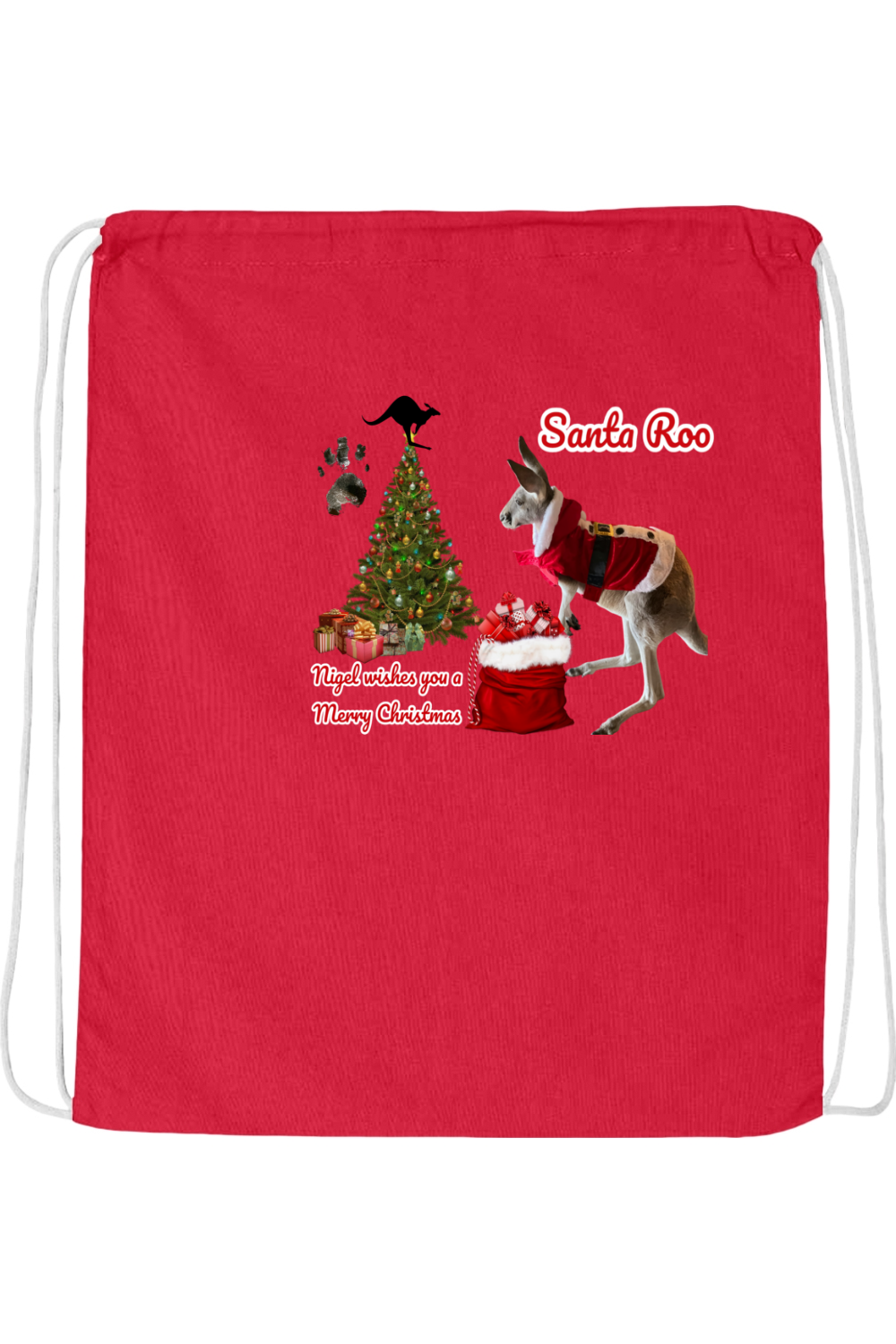 Santa Roo Drawstring Bag