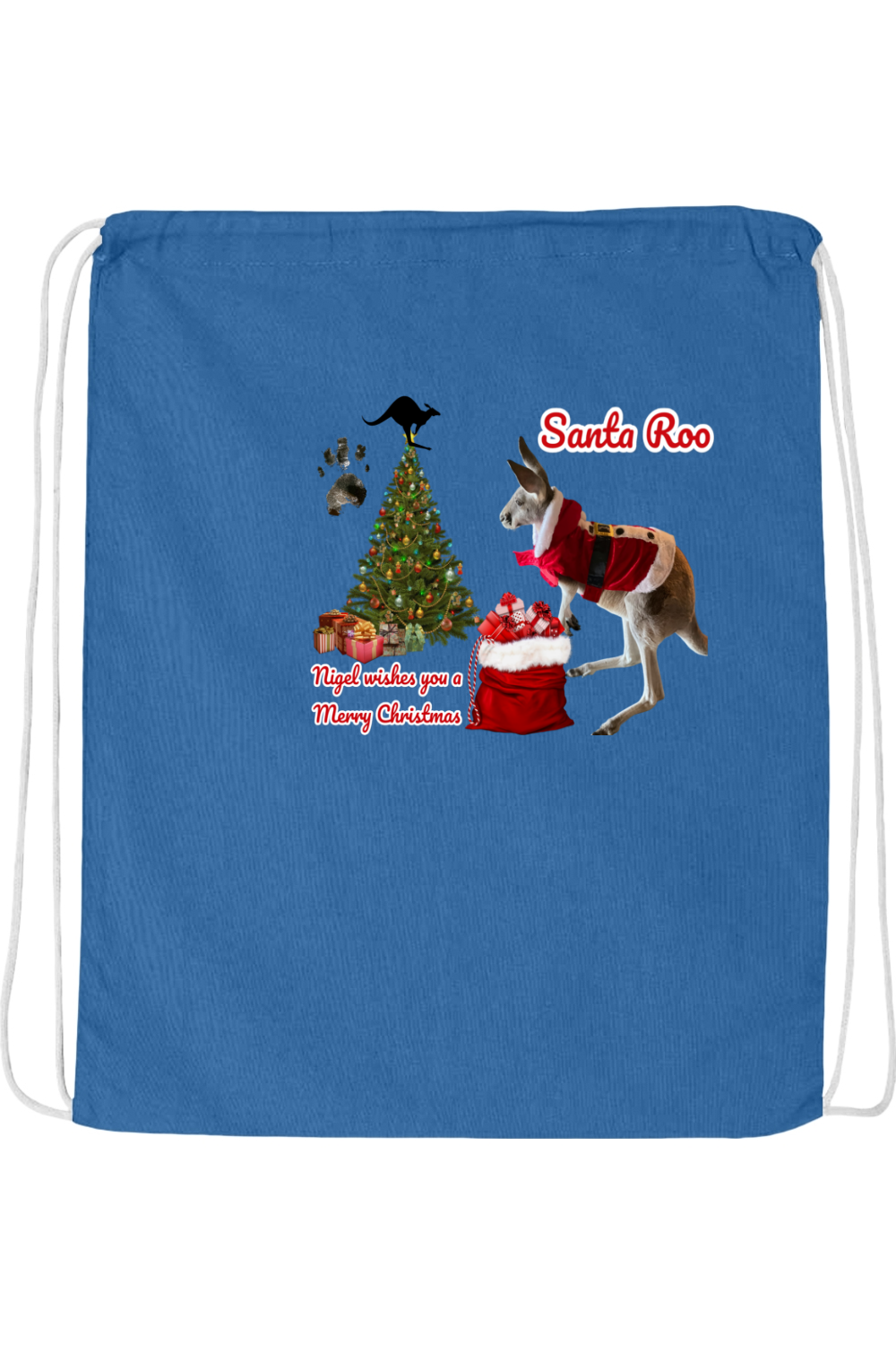 Santa Roo Drawstring Bag