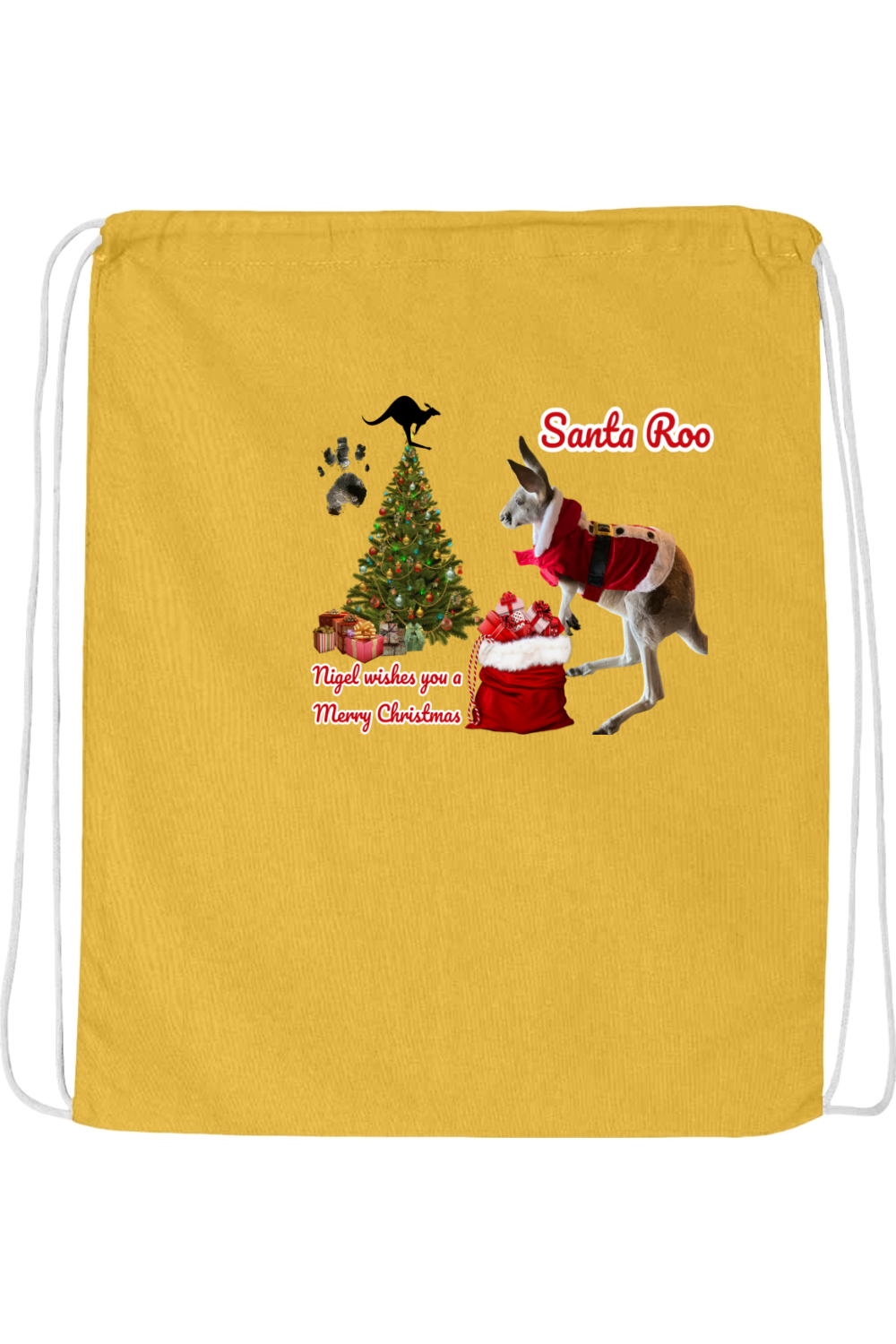 Santa Roo Drawstring Bag